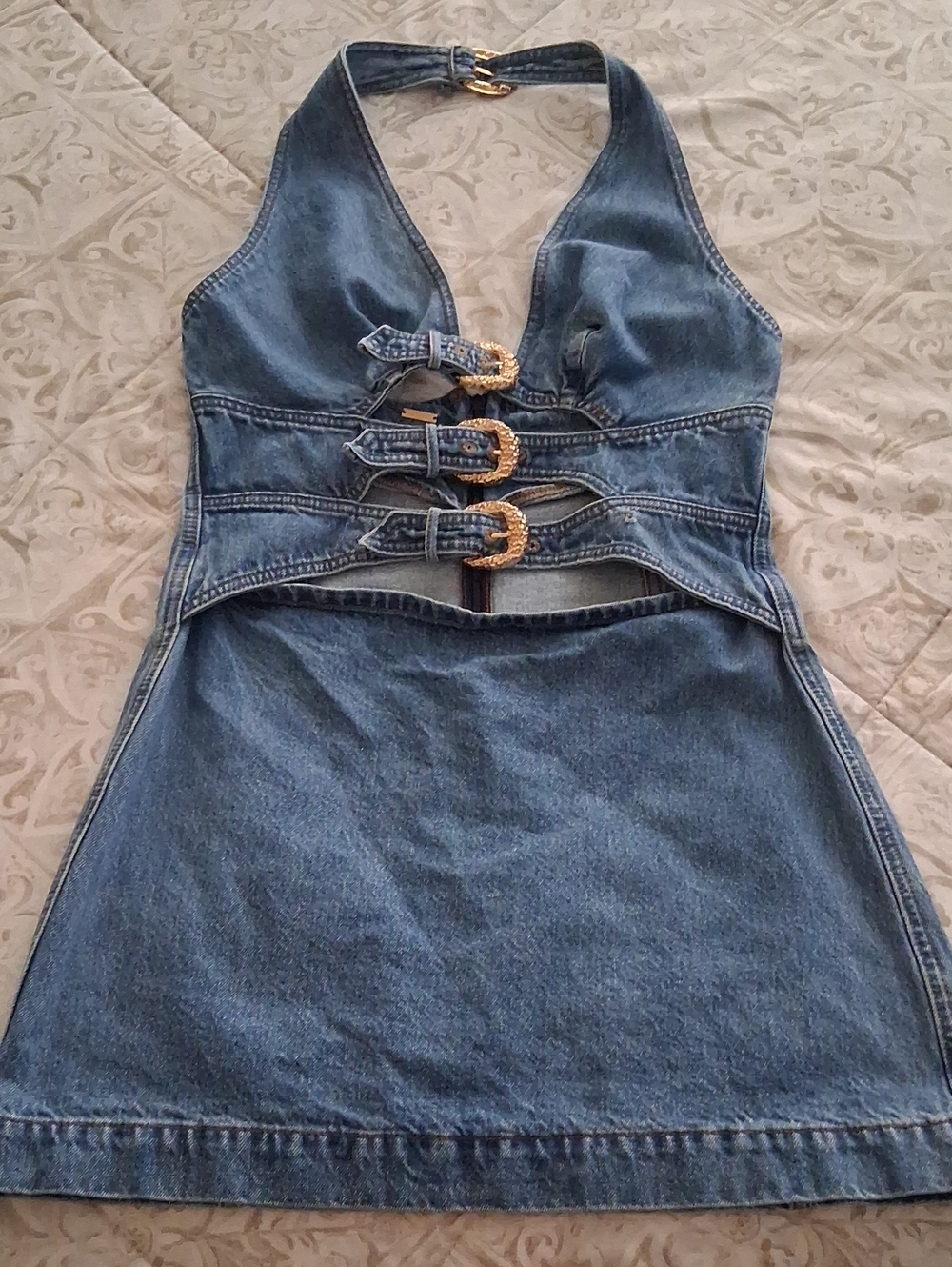 cult gaia RTR Blue Denim Mini Dress Size 12